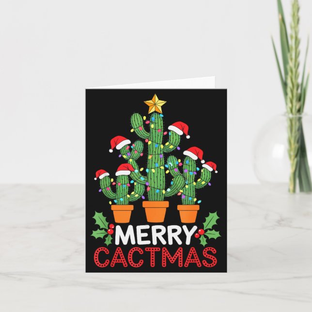Cactus Christmas Tree Funny Merry Cactmas Cactus M Card (Front)
