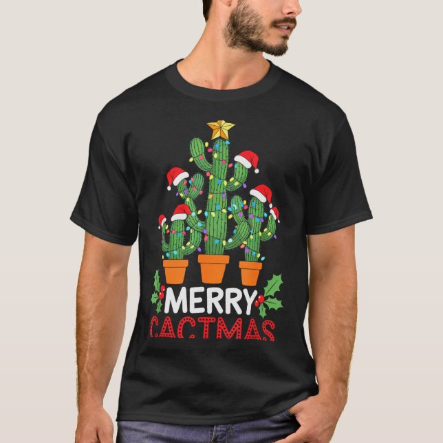 Cactus Christmas Tree Funny Merry Cactmas Cactus M T-Shirt (Front)
