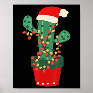 Cactus Christmas Tree Lights Succulent Lover Plant Poster