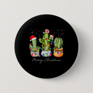 Cactus Christmas Xmas Trees Lights Santa Hat Cactu Button