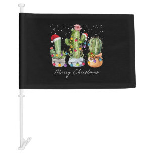 Cactus Christmas Xmas Trees Lights Santa Hat Cactu Car Flag