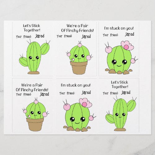 Cactus Class Cards 6 Personalize Name
