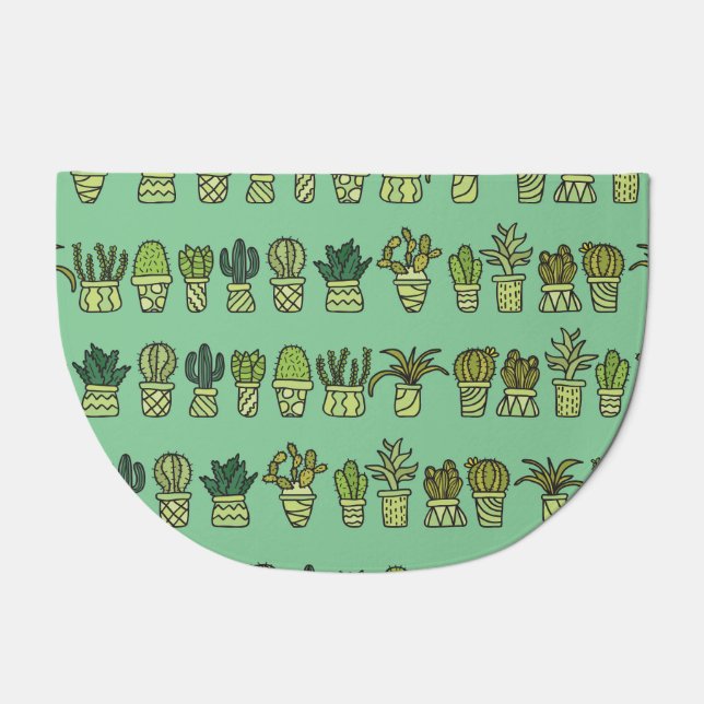 Cactus Collection: Hand-Drawn Doodle Set. Doormat (Front)