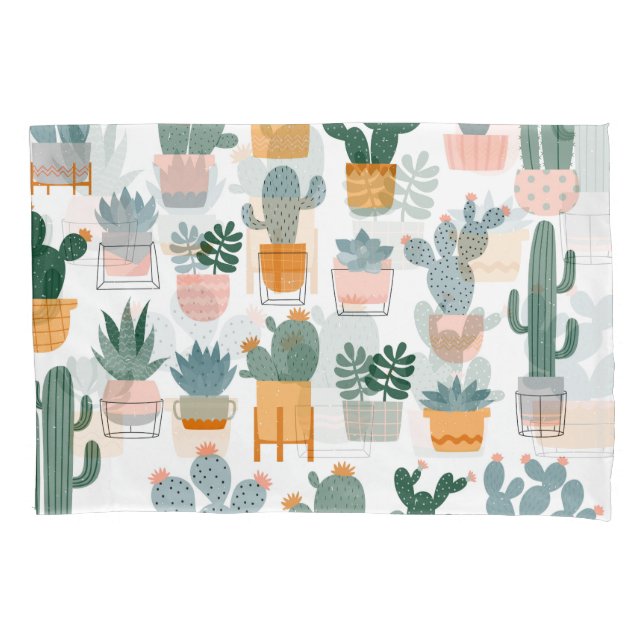 Cactus Collection in Pots Design Pillow Case (Front)