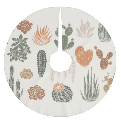 Cactus collection vintage silhouettes succulent  brushed polyester tree skirt