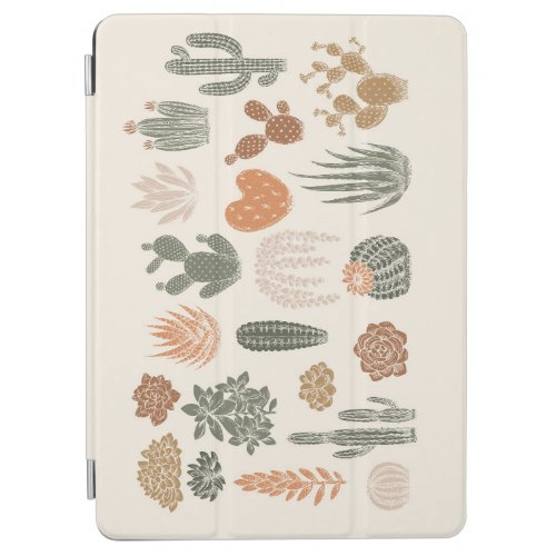 Cactus collection vintage silhouettes succulent  iPad air cover