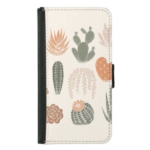 Cactus collection vintage silhouettes succulent  samsung galaxy s5 wallet case
