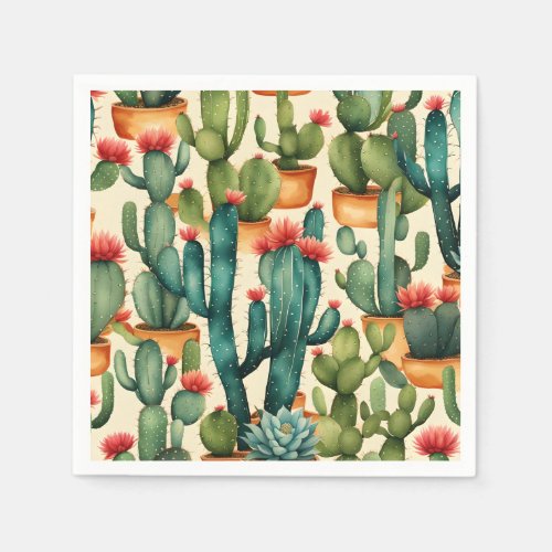 Cactus Colorful Watercolor art  Napkins