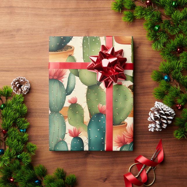 Cactus Colorful Watercolor art  Wrapping Paper (Holiday Gift)