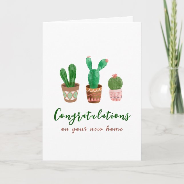 Cactus Congratulations New Home Greeting Card (Front)