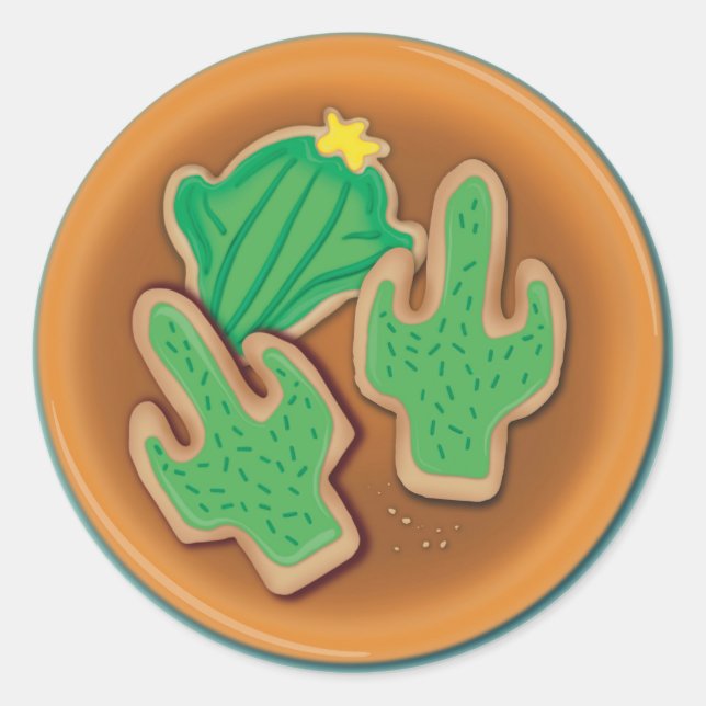 Cactus cookies classic round sticker (Front)
