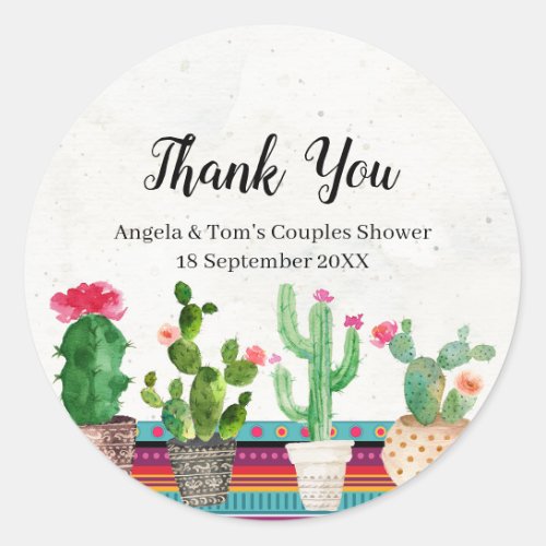 Cactus Couples Shower Thank You Sticker