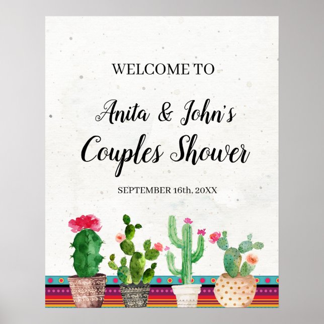 Cactus Couples Shower Welcome Sign (Front)
