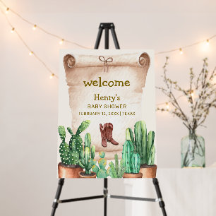 Cactus Cowboy Boots Baby Shower Welcome Sign