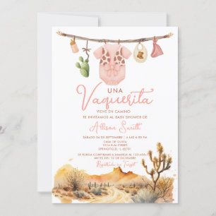 Cactus Cowgirl Es Nina Spanish Baby Shower Invitation