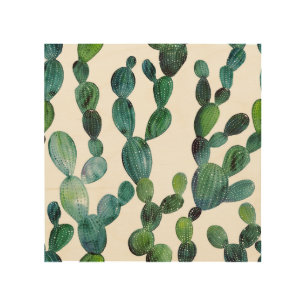 Cactus Craze: Tropical Watercolor Trend Wood Wall Art