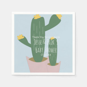 Cactus Cupcakes Baby Shower Thank You Blue Napkins