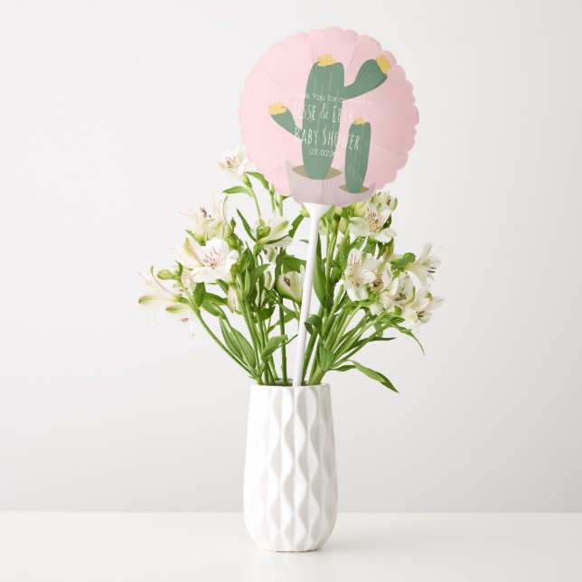 Cactus Cupcakes  Baby Shower Thank You Blue Pink  Balloon (Vase)