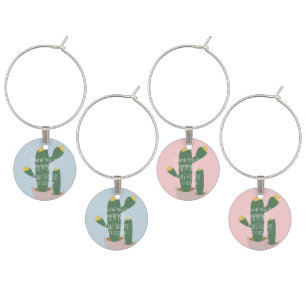 Cactus Cupcakes  Baby Shower Thank You Blue Pink   Wine Charm