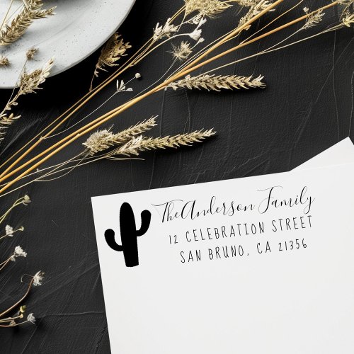 Cactus Custom Family Name Script  Return Address Rubber Stamp