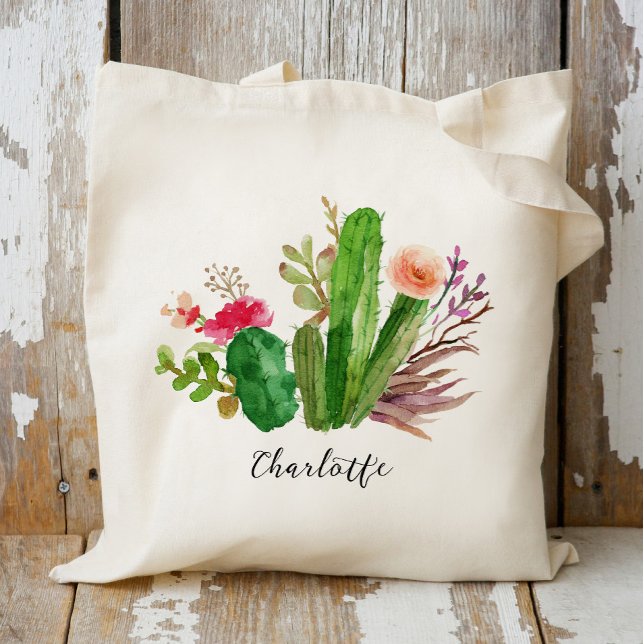 Cactus,Custom Name,Personalized Tote Bag (Creator Uploaded)