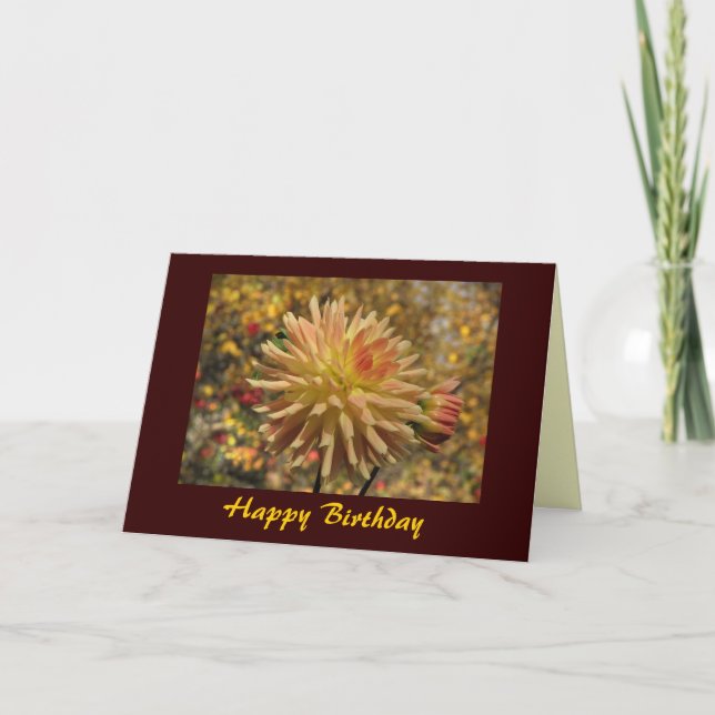 Cactus Dahlia Birthday Card (Front)