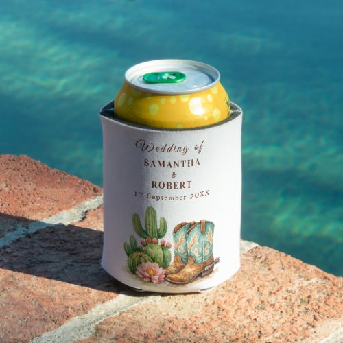 Cactus Desert Arizona Cacti Cowboy Wedding Can Cooler