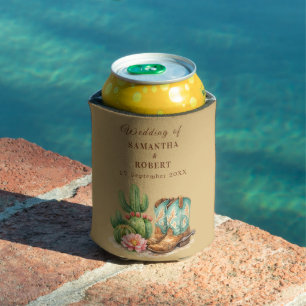 Cactus Desert Arizona Cacti Cowboy Wedding Can Cooler