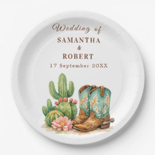 Cactus Desert Arizona Cacti Cowboy Wedding  Paper Plates