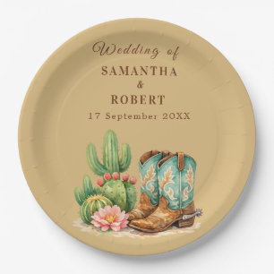 Cactus Desert Arizona Cacti Cowboy Wedding Paper Plates