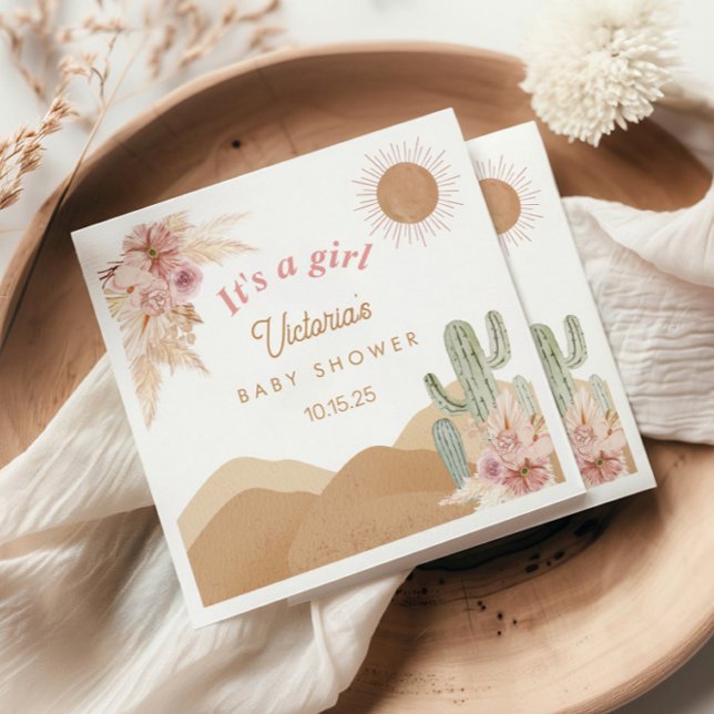Cactus Desert, Arizona Girl Baby Shower Bohemian Napkins (Creator Uploaded)