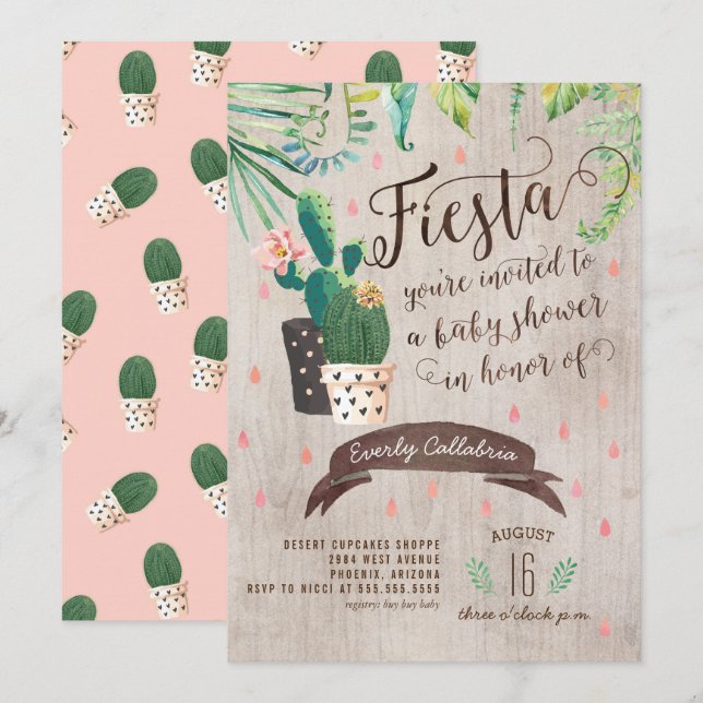 Cactus Desert Baby Shower Invitation (Front/Back)
