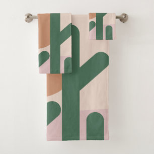 Cactus Desert Bohemian Sunset Pattern Bath Towel Set