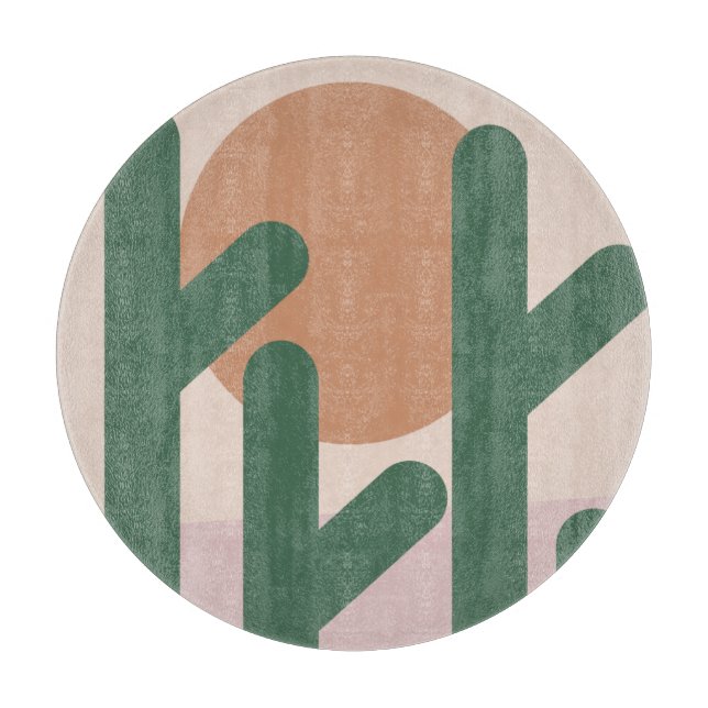 Cactus Desert Bohemian Sunset Pattern Cutting Board (Front)