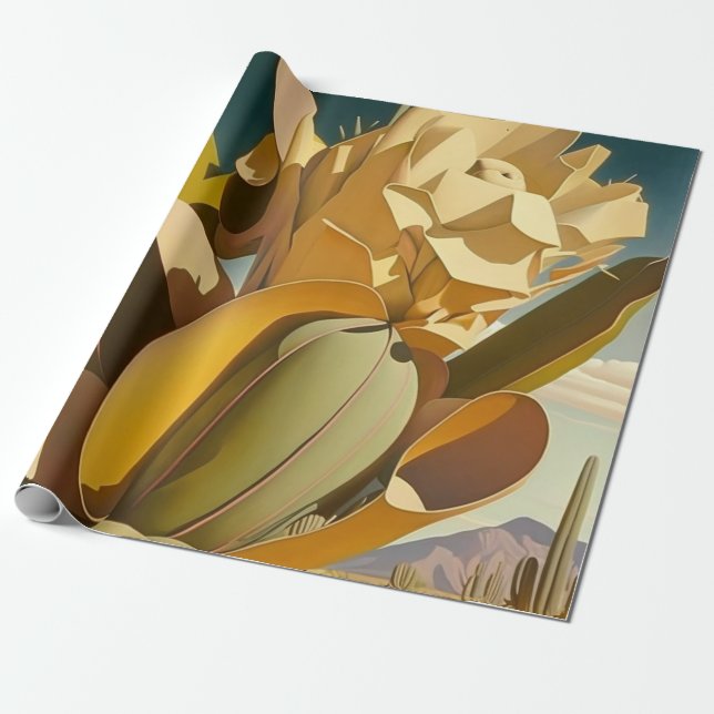 Cactus Desert Boho Wrapping Paper (Unrolled)