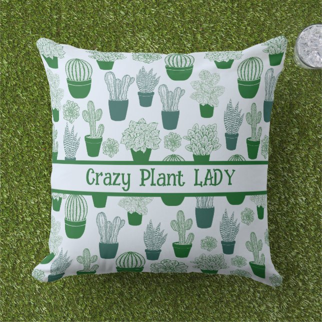 Cactus desert cacti Plant modern Pattern Outdoor Pillow (Grass)