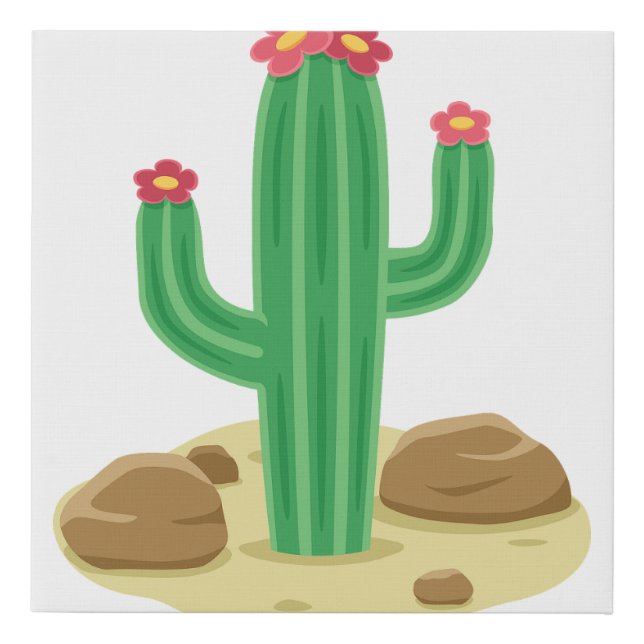 cactus desert cactus flower faux canvas print (Front)
