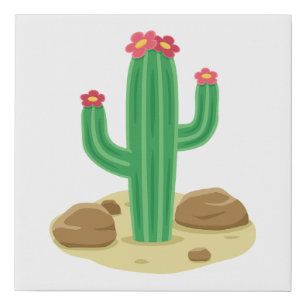 cactus desert cactus flower faux canvas print