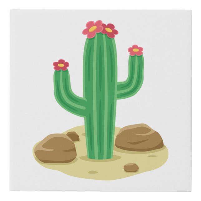 cactus desert cactus flower faux canvas print (Front)