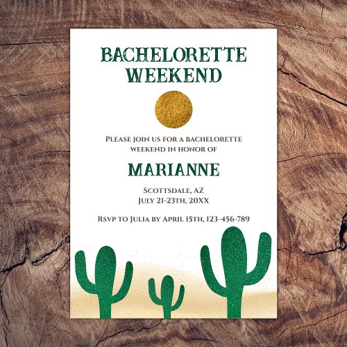 Cactus Desert Destination Bachelorette Weekend Invitation