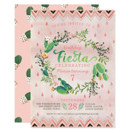 cactus desert fiesta birthday party invitations zazzle com