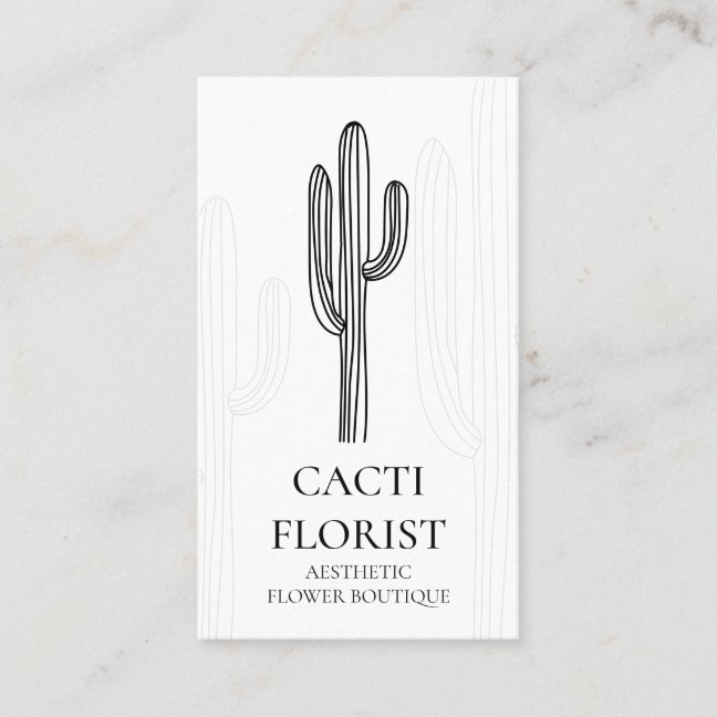 Cactus Desert Flower Abstract Vertical Cacti Business Card