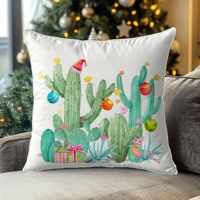 Cactus Desert Holiday Christmas Southwest Decor Throw Pillow (Creator Uploaded)