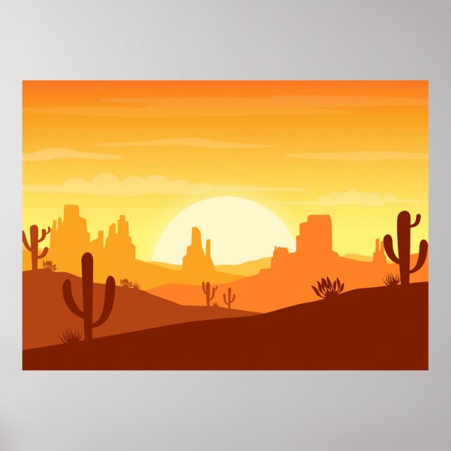 Cactus Desert Landscape Poster (Front)