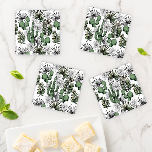 Cactus Desert Pattern Coaster Set