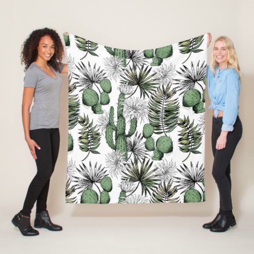Cactus Desert Pattern Fleece Blanket