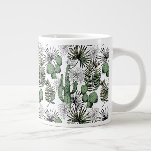 Cactus Desert Pattern Giant Coffee Mug
