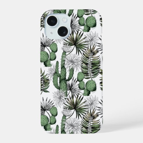 Cactus Desert Pattern iPhone 15 Case