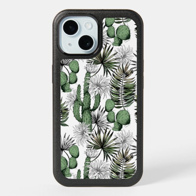 Cactus Desert Pattern iPhone 15 Case (Back)
