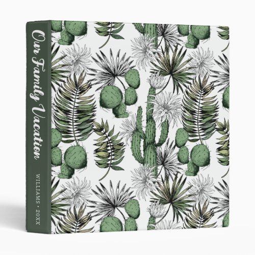 Cactus Desert Pattern  Vacation Memory Album 3 Ring Binder